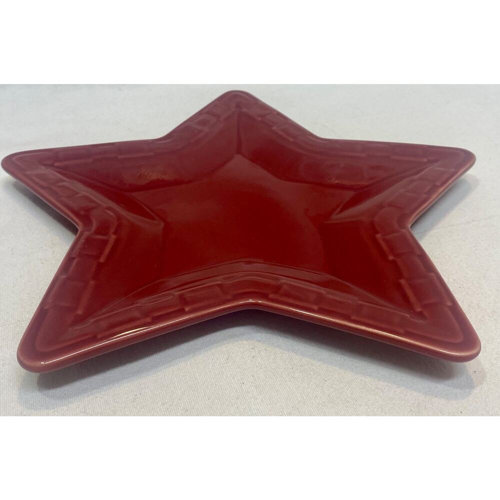 Longaberger Pottery Tray Dish Star Shaped Paprika 10"x .75" Made in the USA-RARE
